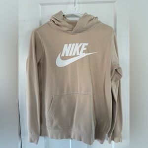 Nike Girls XL Beige Hoodie with White Logo